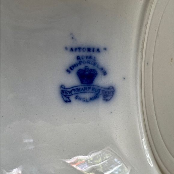 Astoria Flow Blue Veggie Serving Bowl New Wharf Pottery Vintage Antique England - Picture 10 of 13